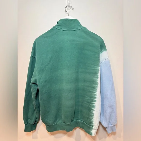 Levi’s Green Quarter Zip Sweatshirt Tie Dye Colorblock Pullover Casual Sweater - Picture 7 of 7